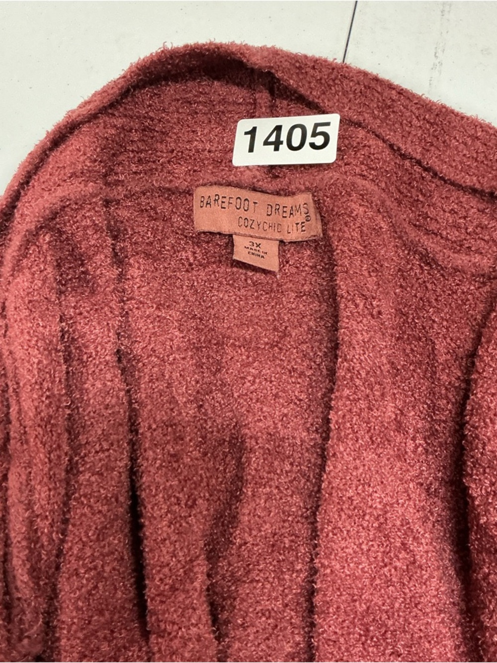 Barefoot Dreams CozyChic Lite Cardigan Burgundy 3X - Picture 7 of 7